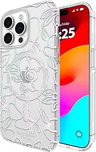 kate spade new york iPhone 15 Pro Max Case, Compatible with MagSafe - Modern Floral Silver