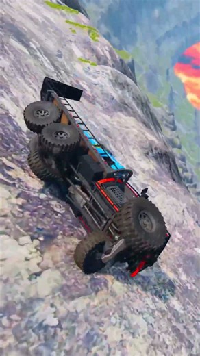 Police Car Transportation vs Giant Lava Pit – BeamNG drive #beamng #truck #car #automobile