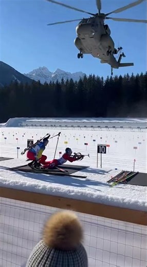 Massive Military Helicopter Makes A Scary Hard Landing At Live Biathlon Event
