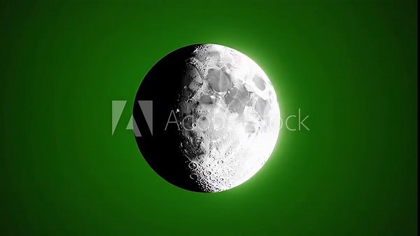 Lunar Phases Animation on Green Screen Background Revealing a Full Lunar Eclipse Progression