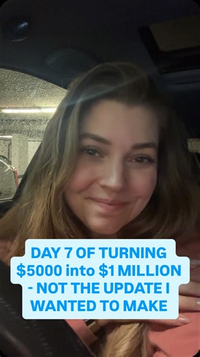 Rebecca on Instagram: "🔴Day seven update of turning $5000 into $1 million… Not exactly the update I want to make but we continue for one day at a time! Thank you so much everyone for joining me on this journey… there will definitely be up and ups and downs, and I’m gonna share them all!"
