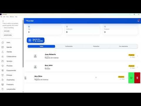 S.U.S.E Oficina | Fluxo Completo: Orçamento, OS, Agenda, Baixa e Nota Final