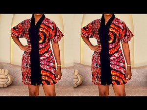 How to CUT and SEW a short bubu/shift dress with built-up collar. Beginner friendly, step-by-step