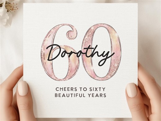 Custom 60th Birthday Card With Name | Personalized Sixtieth Birthday Keepsake | Elegant 60 Years Celebration Card for Women - Etsy