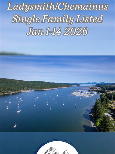 Ladysmith & Chemainus are two small seaside towns that don't disappoint, although they are small communities they have an active Real Estate market that has a similar median price to Nanaimo. The first two weeks of January we saw just 3 fresh new listings as well as 7 re-listed properties. Since I only feature the fresh listings I have a short list for you of 3 homes all in The Town of Ladysmith. The cheapest new single family home listing priced at $835,000 for a 1982sqft 4 bed 3 bath home on O