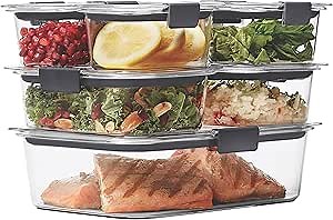Rubbermaid Brilliance Leak-Proof Food Storage Containers with Airtight Lids, Set of 7 (14 Pieces Total) | BPA-Free & Stain Resistant