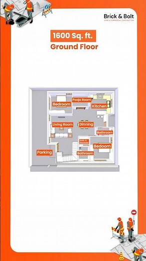 1600 Sq Ft Duplex House Design with Parking, Puja Room, Bar Counter and 4 Bedrooms | G+1 Plan
