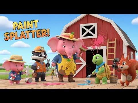 Strawberry Elephant Farm 🍓🎨 PAINT SPLATTER! Sweetie Sprays Barn → Color Chaos!