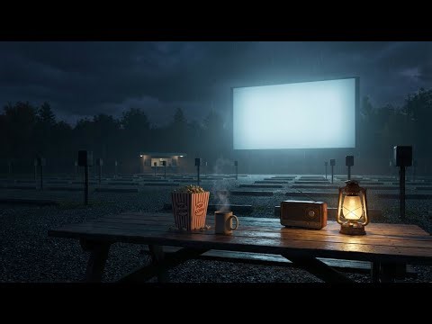 🎬 Old School Drive-In Cinema – 🌧️ Relaxing Midnight Jazz