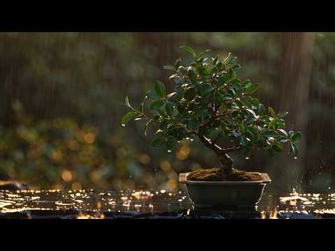 Calming Night Rain on Bonsai Tree 🌿 | Zen Garden Ambience for Sleep & Relaxation