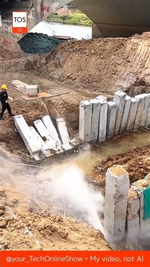 SILENT CUTTING of concrete piles 😱💧🧱 #shorts #technology #skills #crafts #satisfying