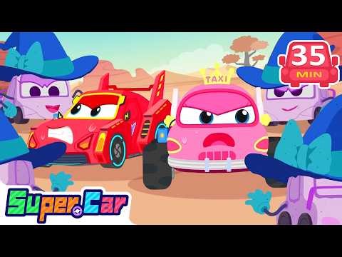 Sandstorm Showdown! Let's Defeat the Witch Car! | Rescue Cartoons | Kids Cartoons | SuperCar