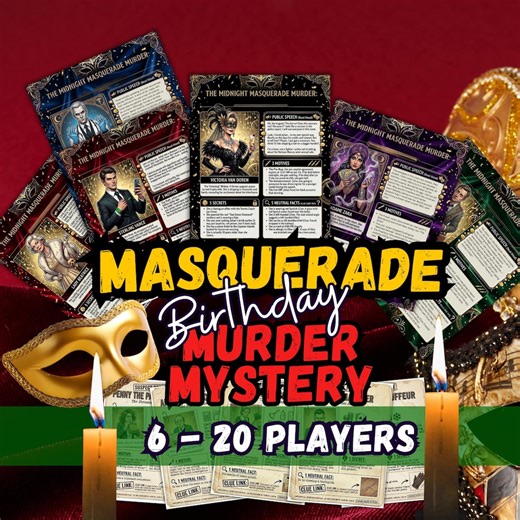 Buy Murder Mystery Game Masquerade Themed | Birthday Party Adult Whodunit | Large Group Activity for Family and Friends| Digital Download Online in India - Etsy