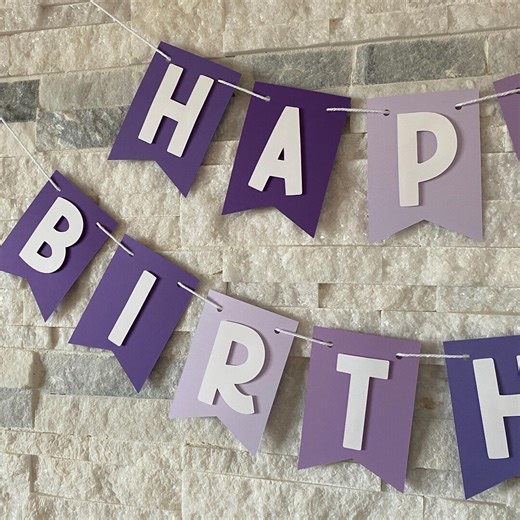 Happy Birthday Banner, Purple Birthday Banner, Purple Custom Banner, Party Decorations, Happy Birthday Garland, Purple Party Decor - Etsy