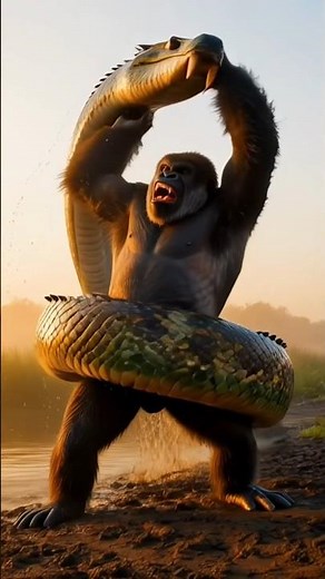 Anaconda vs Gorilla | Most Dangerous Jungle Fight Ever | Epic Animal Battle 4K| Ai video