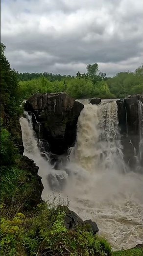 The High Falls waterfall at Grand Portage State Park, MN cascade down showcasing natures force.