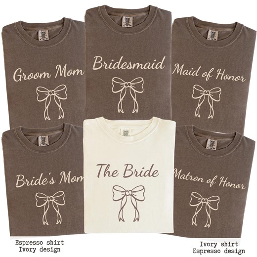 Matching Wedding Party Shirts Set, Bride Bridesmaid Maid of Honor Matron of Honor, Bride’s Mom Groom’s Mom Tees, Bridal Shower Gifts - Etsy