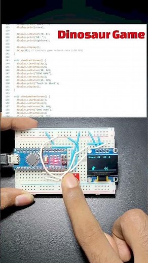 Arduino Dinosaur Game on OLED Display 🦖 | DIY Electronics Project #shorts