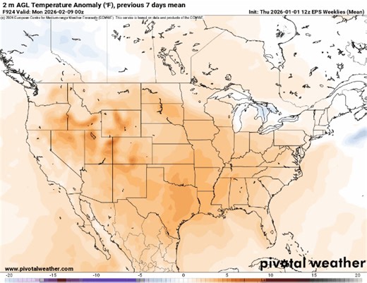 ❄️Bad Outlook for Snow Chances in Illinois for the first half of January❄️ - Long range European model ensemble weeklies show an extremely warm period next week followed by a cool down towards mid month which could bring temps back to winter for Illinois then it shows a return to abnormally warm temperatures over the second half of January. - This is not a favorable pattern for any consistent snow across Illinois over the next 2 weeks. We may see a clipper or two but we may see more rain chances