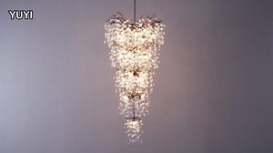 118'' Long Crystal Chandelier for High Ceiling, 28-Light Modern Gold Tree Branch Chandelier, Large Chandeliers for Foyer Entryway Staircase Living Room, 5-Tier Luxury K9 Crystal Raindrop Light Fixture