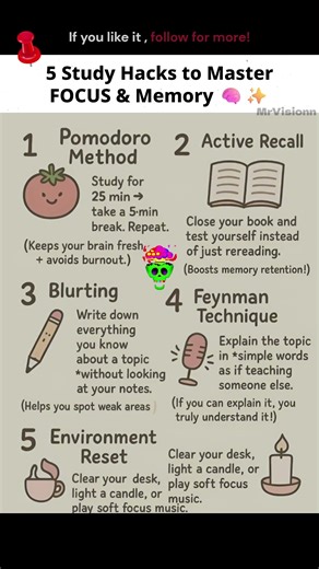 Learn these 5 Essential Study Hacks 💯