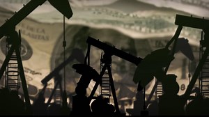 Animation of working pumpjacks over banknotes | Premium Stock Video Footage