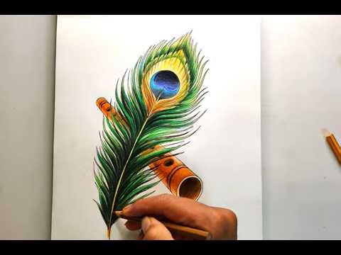 Simple beautiful Peacock feather drawing ✨🦚 #feathers #drawing #art #artist #trending #youtube