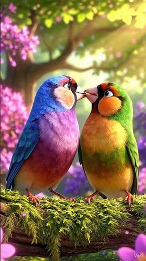 Whispers of Spring — Two Animated Birds in Love 🌺”