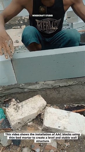 Fast AAC Block Wall Installation | Clean Masonry Work #construction #aac #shorts