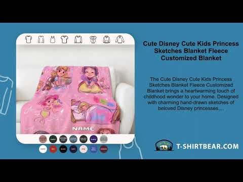 Cute Disney Cute Kids Princess Sketches Blanket Fleece Customized Blanket