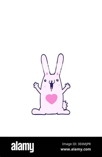 jumping motion animation of cartoon rabbit with love heart Stock Video Footage - Alamy