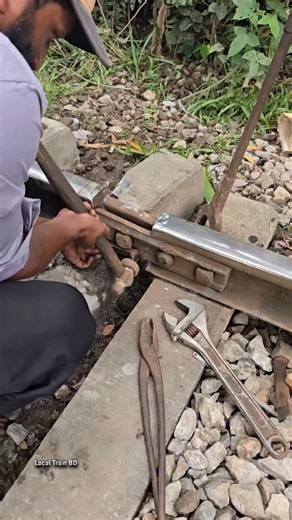 Local Train BD on Instagram: "How to open broken rail fishplate nut bolt? . #rail #repair #nut #line #tools #fishplate #broken #reels #shorts"