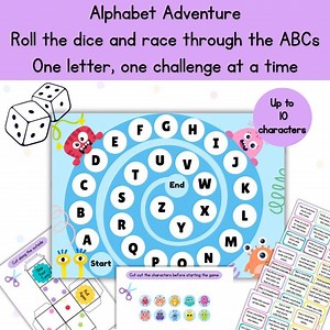Alphabet Adventure Game for Kids | Fun Educational ABC Board Game | Learn Letters With Dice, Cards, and Challenges | Printable PDF - Etsy Canada