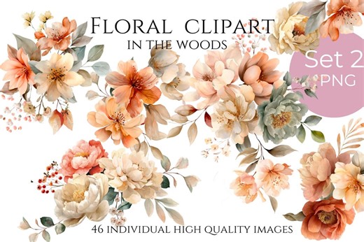 Floral Clipart, Digital Graphics for Crafters, Florals for Invitations - Etsy