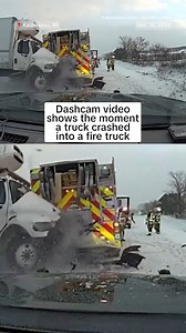 65K views · 379 reactions | While responding to a car crash on the side of a highway in Michigan, a fire truck was hit by a box truck that lost control and then flipped over. | Fire Fighter lovers | Facebook