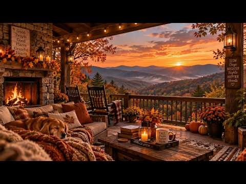 1 Hour Cozy Fall Mountains 🍂 Banjo Jazz for Reading, Relaxing & Slow Mornings