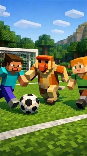 Steve & Alex Play Soccer with a Monkey?! ⚽ Minecraft Shorts