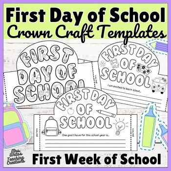First Day of School Coloring Pages Crown Craft & Headband Printables