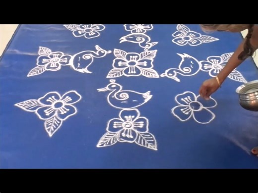This is dhanur month kolam with flowers & ducks | Learn kolam