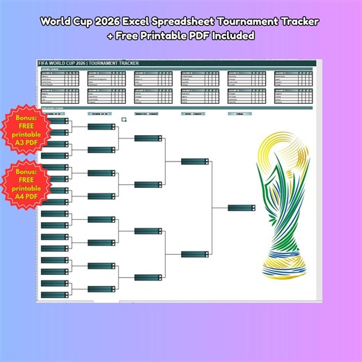 World Cup 2026 Excel Spreadsheet Tournament Tracker (PDF Bracket Included), Interactive Checkboxes Football Pool Sheet - Etsy