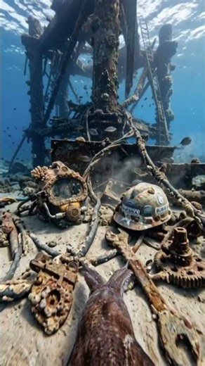 Giant Squid POV Exploring an Abandoned Oil Rig in the Gulf of Mexico