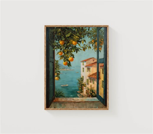 Orange Tree Wall Art Print, Mediterranean Orange Tree Decor, Vintage Orange Tree Poster, School Home Wall Print