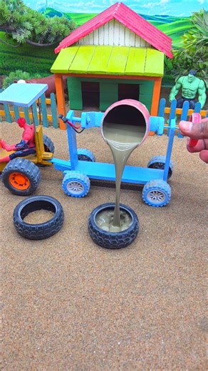 😱 Amazing Mini Tractor Making Cement Pillar | Real Working DIY Construction Machine 🚜 #shorts