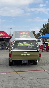 Lowrider Mini Truck Bed Dancing, tilting & spinning the truck bed! 💃 Marlon from NuMinis SoCal putting on a show with his Nissan; 'Poison Ivy' at the Grand National Truck Show 2025 | Skid Society