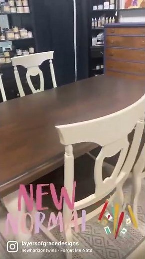 Painted and stained modern farmhouse Kitchen Table makeover