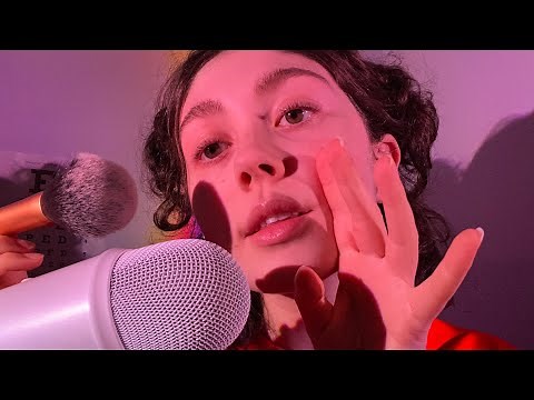 ASMR dry mouth sounds FAST with face and mic brushing and breathing (fast ASMR) (tongue clicking)