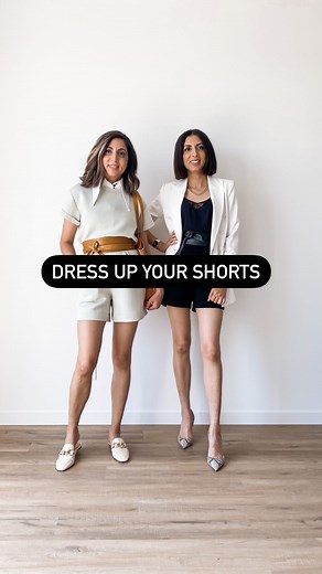 Two easy ways to dress up your shorts @lezethelabel Discount Code for 15% suneetbrar If you are looking for elevated shorts that you can dress up…we got you. We also love how these are both comfortable and dressy at the same time. Puneet is wearing- Bengal t-shirt in matcha - XS Piper shorts matcha - small Suneet is wearing- Piper shorts in black - small 15% Discount Code- suneetbrar Tote Bag @braveleather Wrap belt @braveleather #outfitoftheday #thestylisttwins #yycstylist #workwear #casualwear