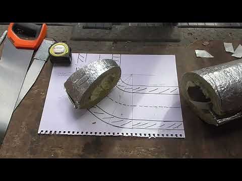 Thermal Insulation. How to Cut a Radius Elbow 90 Degrees (Bend)