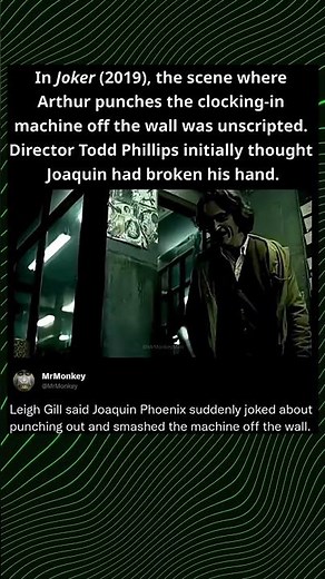 In Joker (2019), the scene where Arthur punches the clocking-in machine off the wall was unscripted