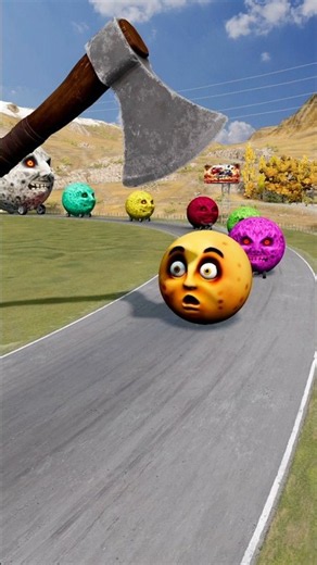 Big & Small Monster Moon Cars vs Giant Axe #1- BeamNG.drive #beamngdrive #shorts